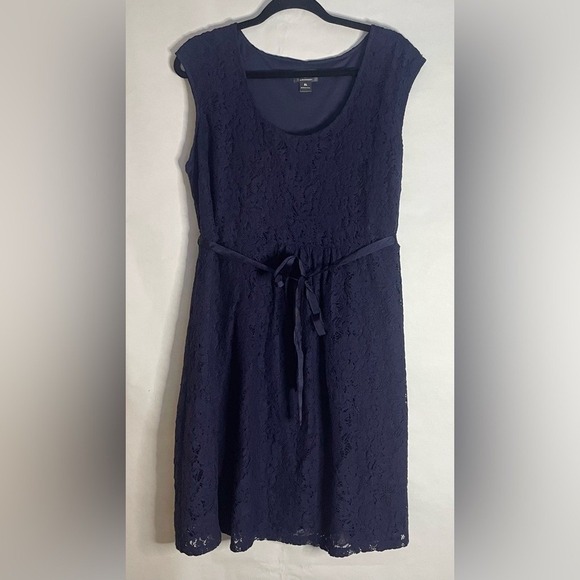 Motherhood Dresses & Skirts - Oh Baby by Motherhood‎ Navy Blue Lace Tie Waist Dress XL Sleeveless